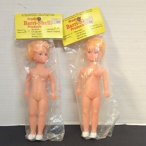 2 Vintage Plastic Blonde Hair Dolls Barri Shelli Hong Kong 7.5 Inch